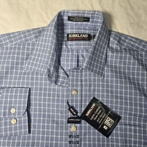 Kirkland Signature Dress Shirt No-Iron 16.5 x 32 Button Down Collar NWT